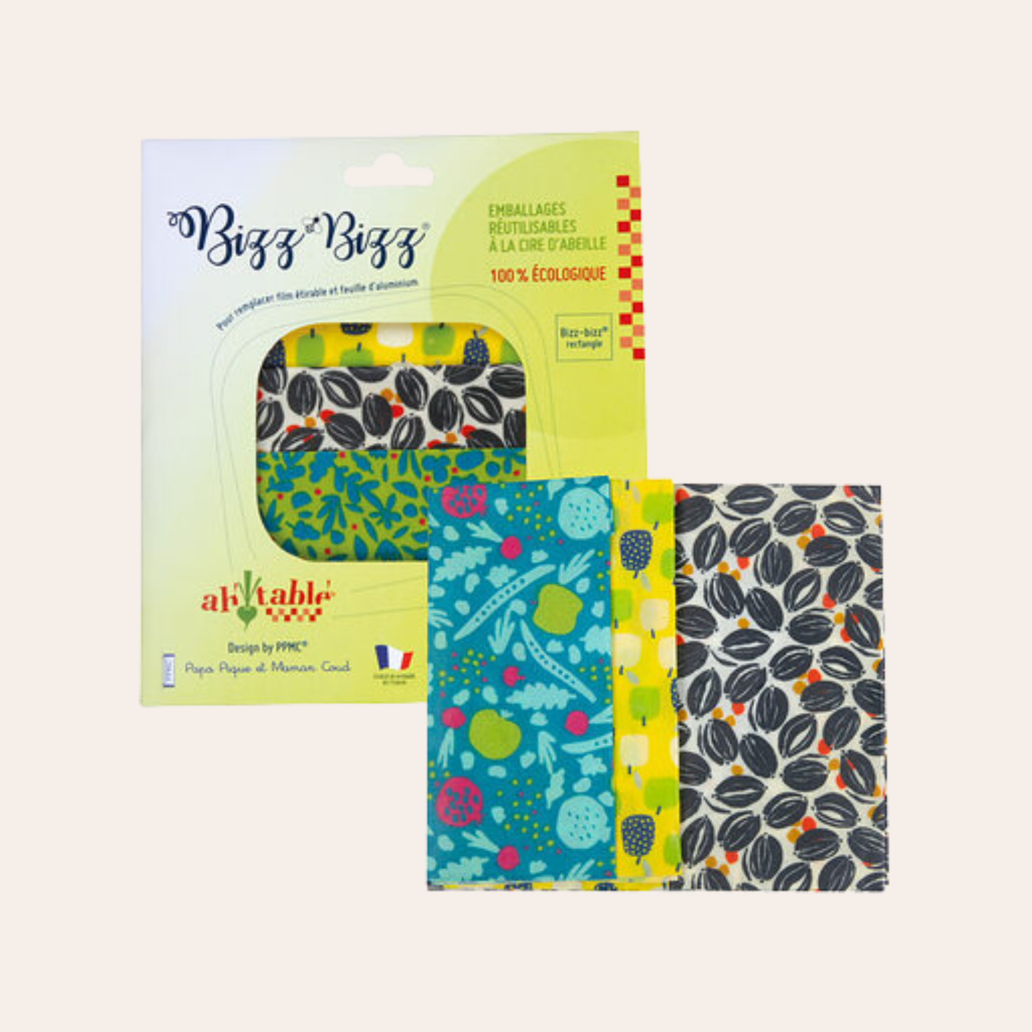 Kit of 3 Bizz-bizz rectangles "Patchwork" - 103 g