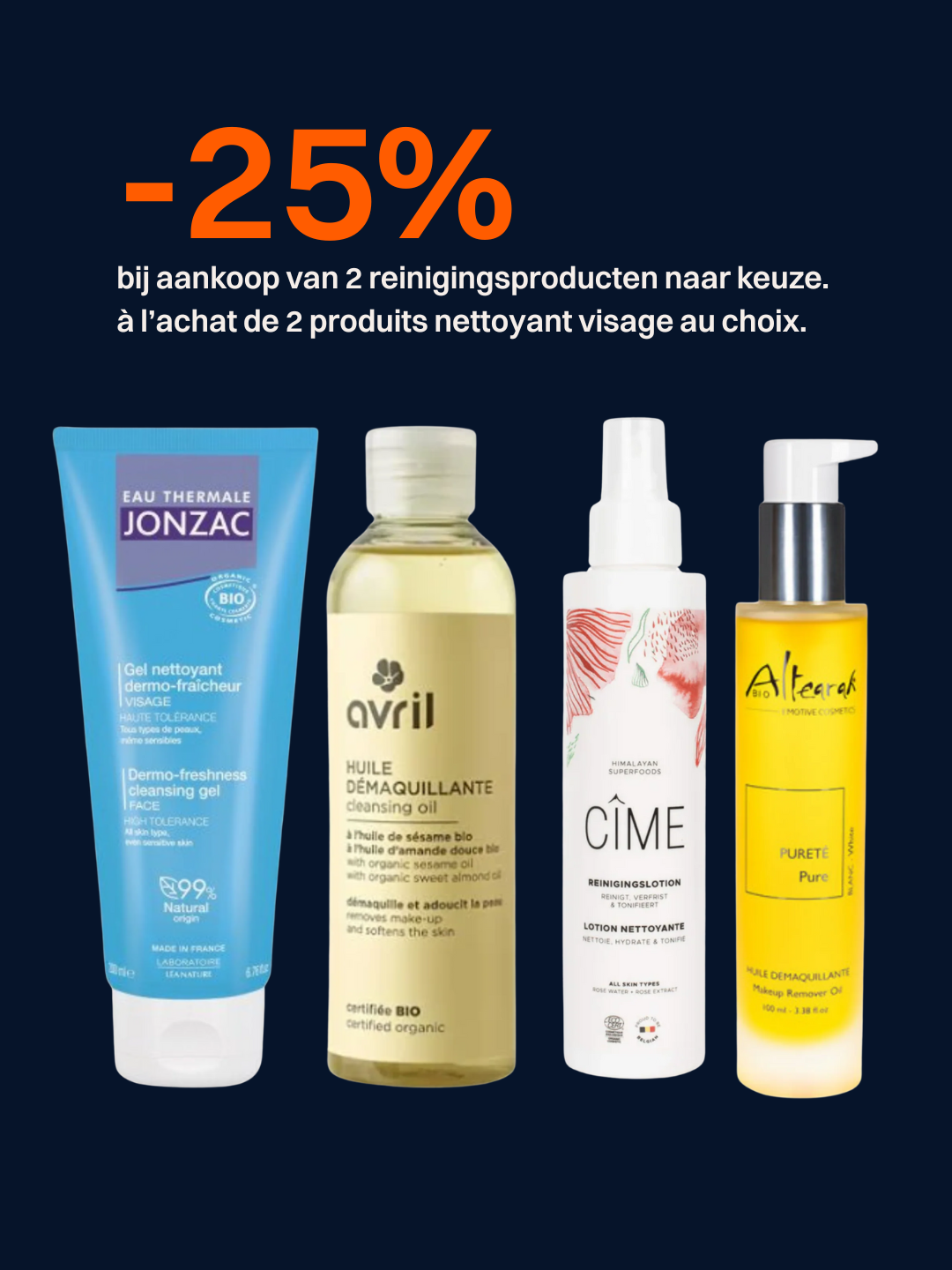 -25% à l'achat de 2 produits nettoyants pour le visage