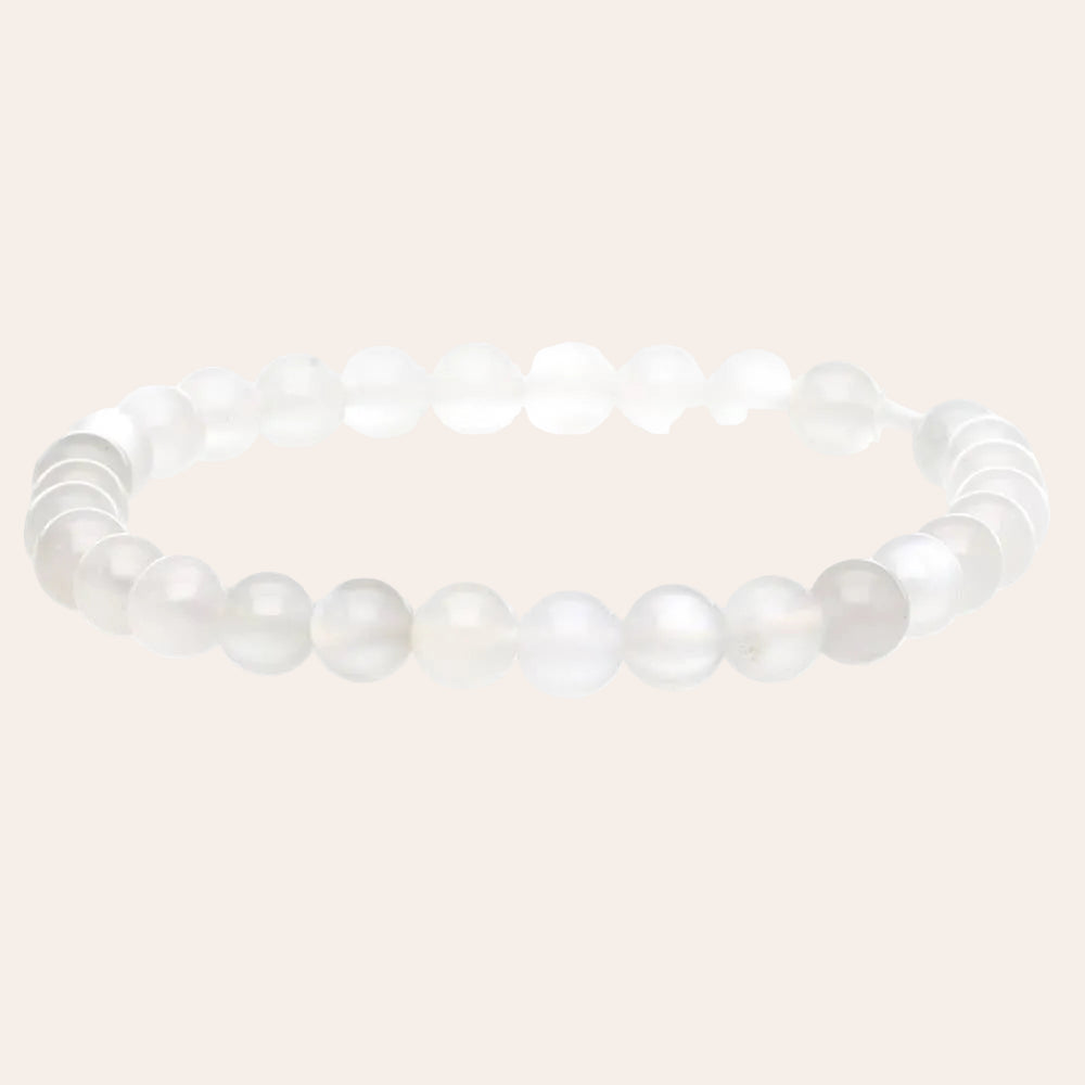 6 mm witte maansteen armband