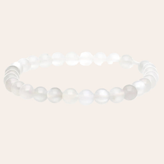 6 mm witte maansteen armband