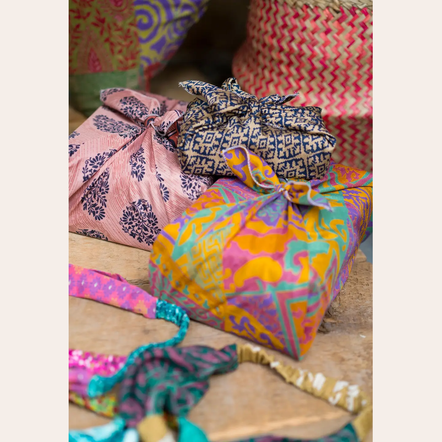 Gerecyclede sari-cadeauverpakking - set van 4