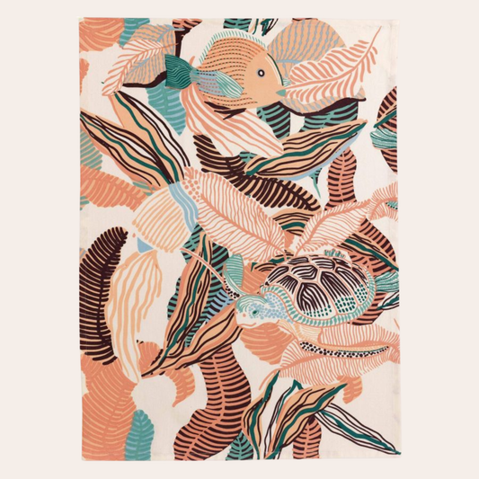 Dori koraal keukenhanddoek van gerecycleerde vezels