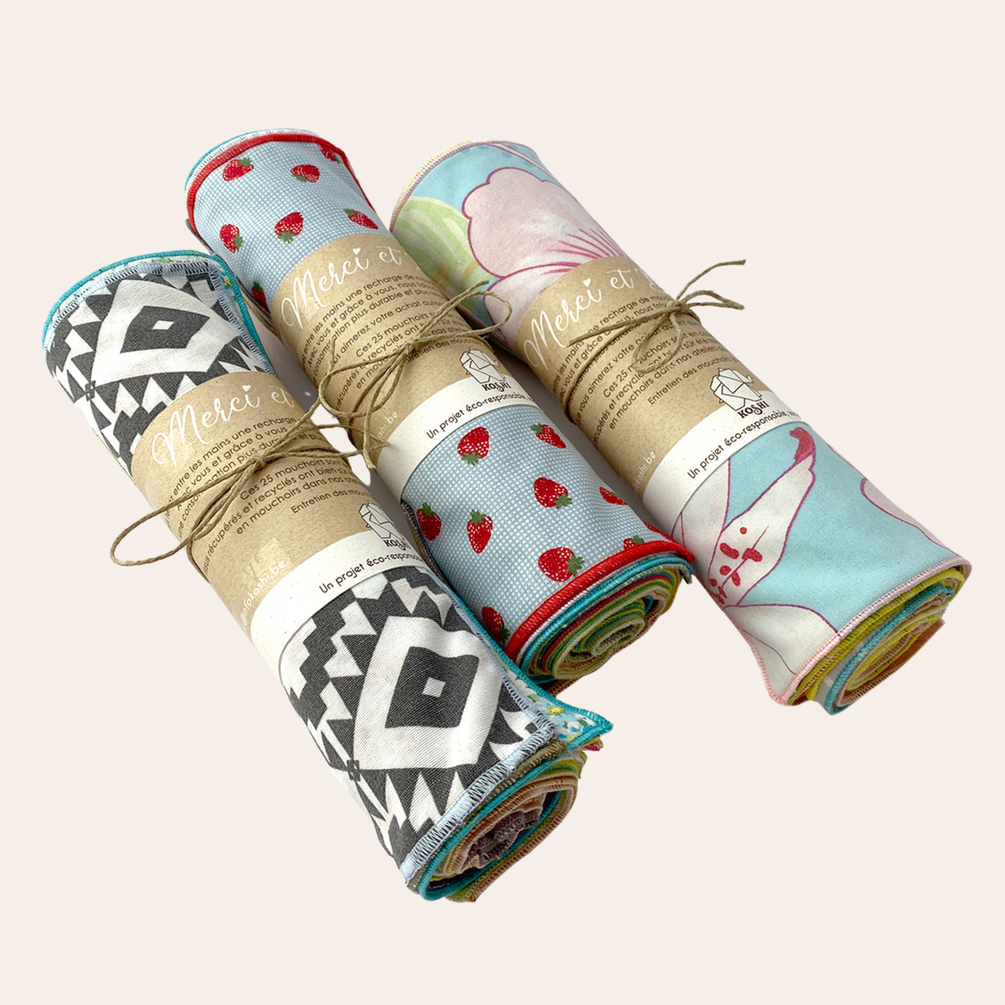 Set van 20 zakdoeken van gerecyclede stof