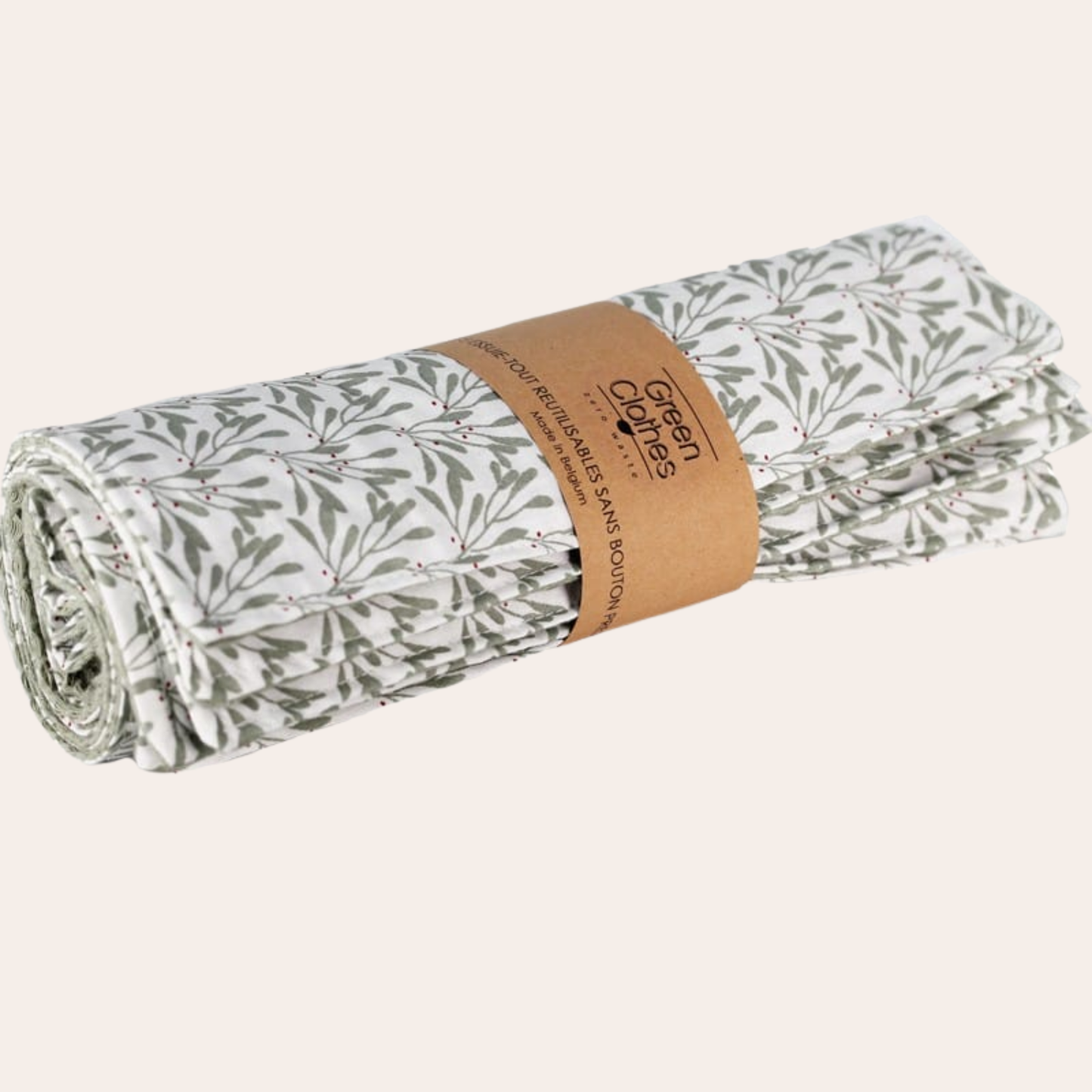 Set van 5 herbruikbare papieren handdoeken zonder drukknoop.