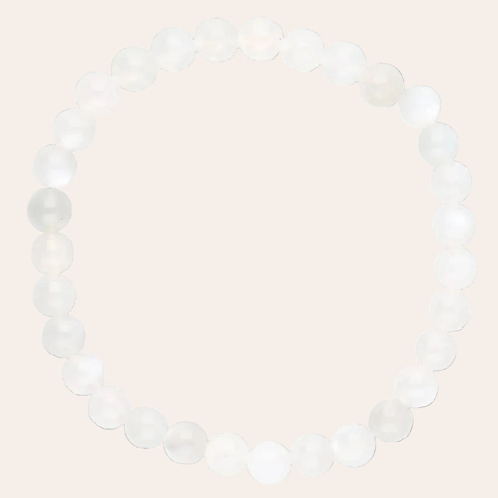 6 mm witte maansteen armband