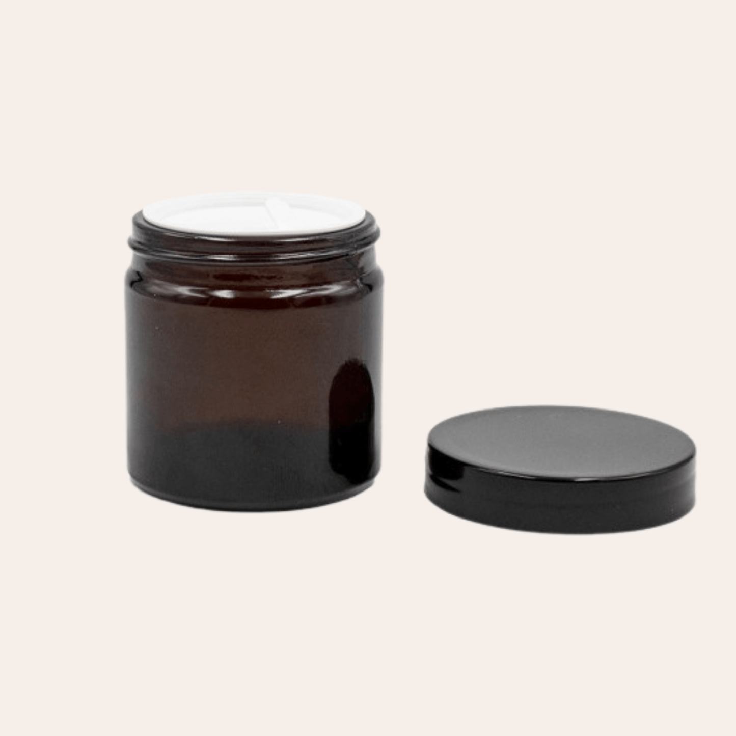 Amberkleurige glazen pot 120 ml